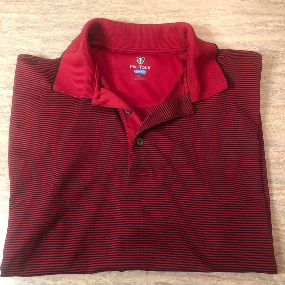 Pro tour cool play red stripped golf shirt